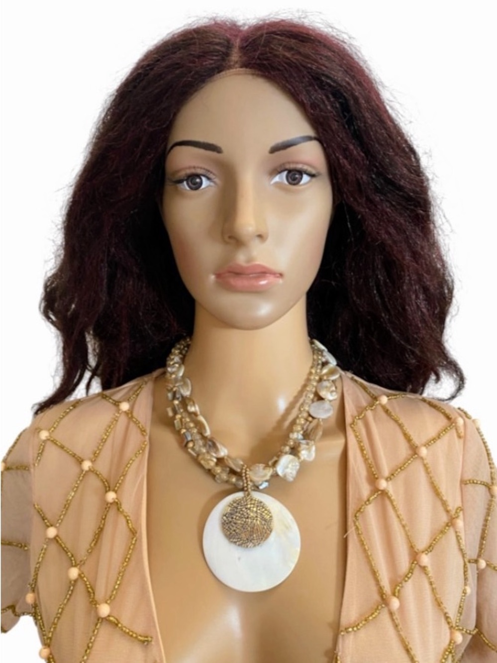 Catherine Malandrino mother of pearl and beads statement necklace